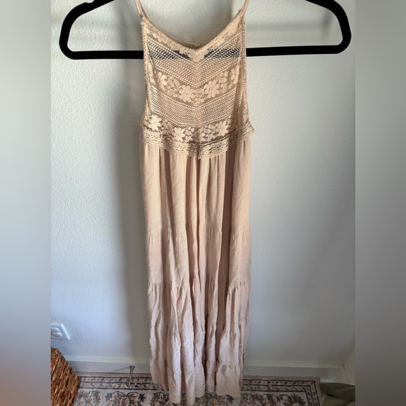Boho Maxi Dress in Cream with Lace and button details in size medium - Picture 1 of 8